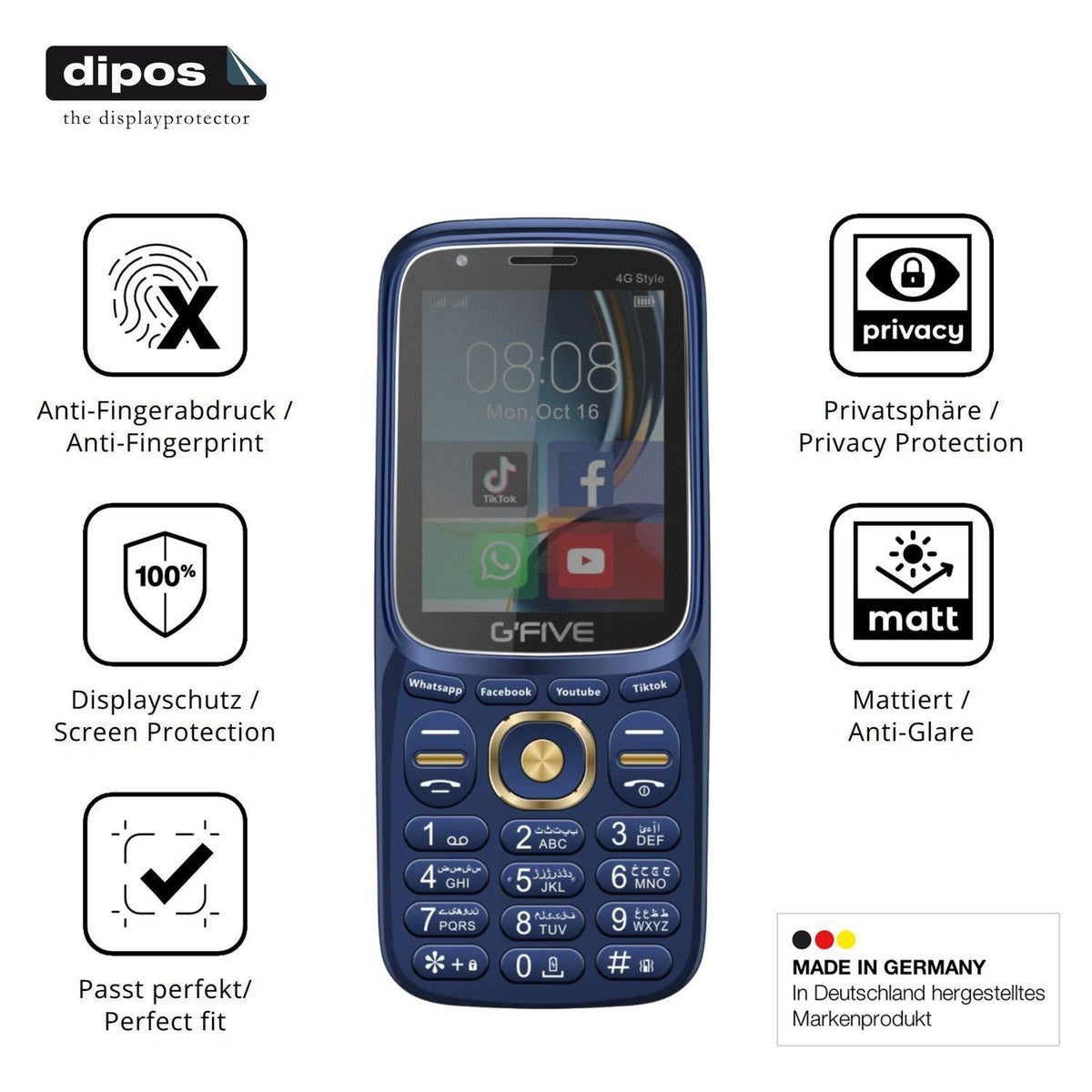 Blickschutzfolie für GFive 4G Style matt Schutzfol (5)