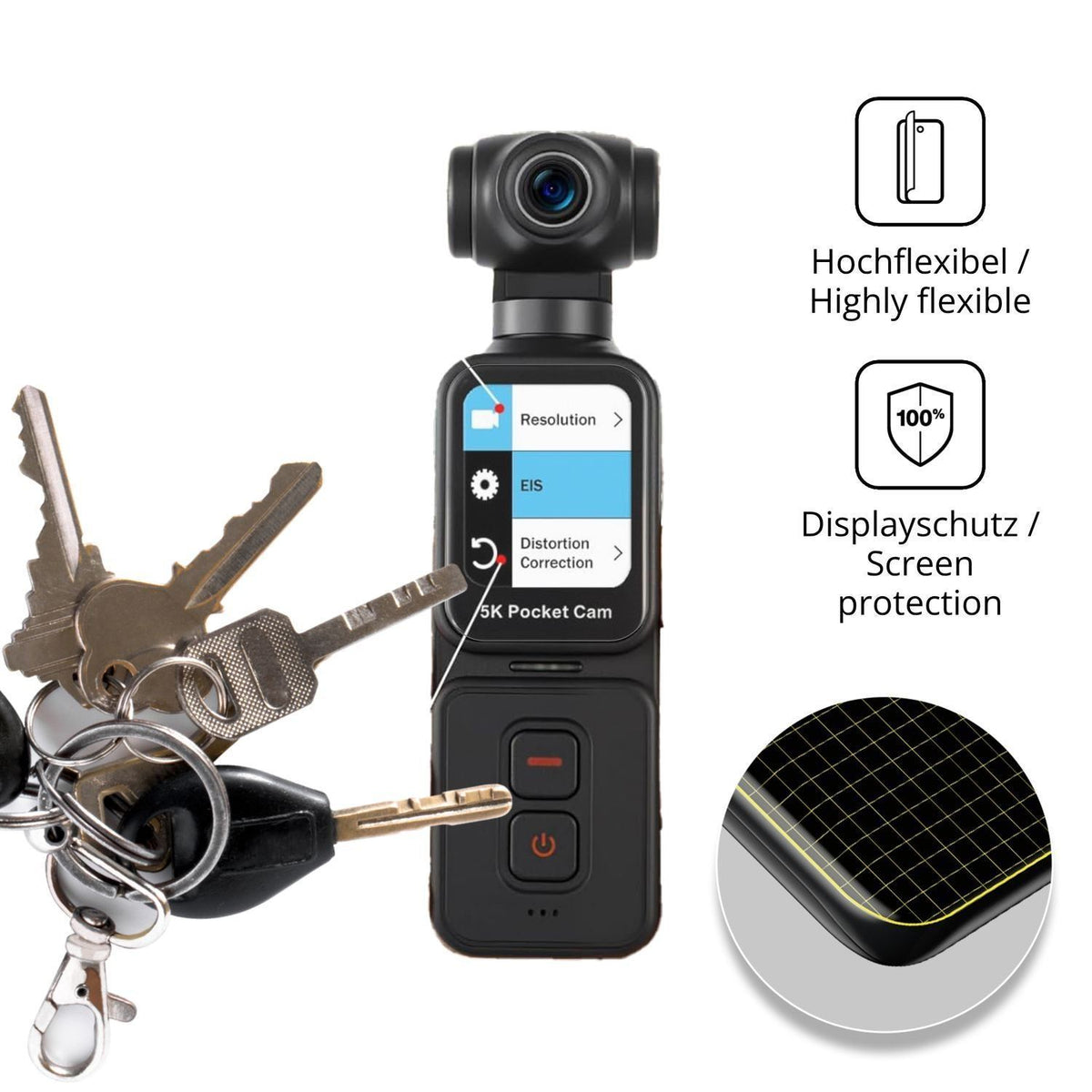 2x Full Cover Schutzfolie matt für ydi POCKETCAM P (3)