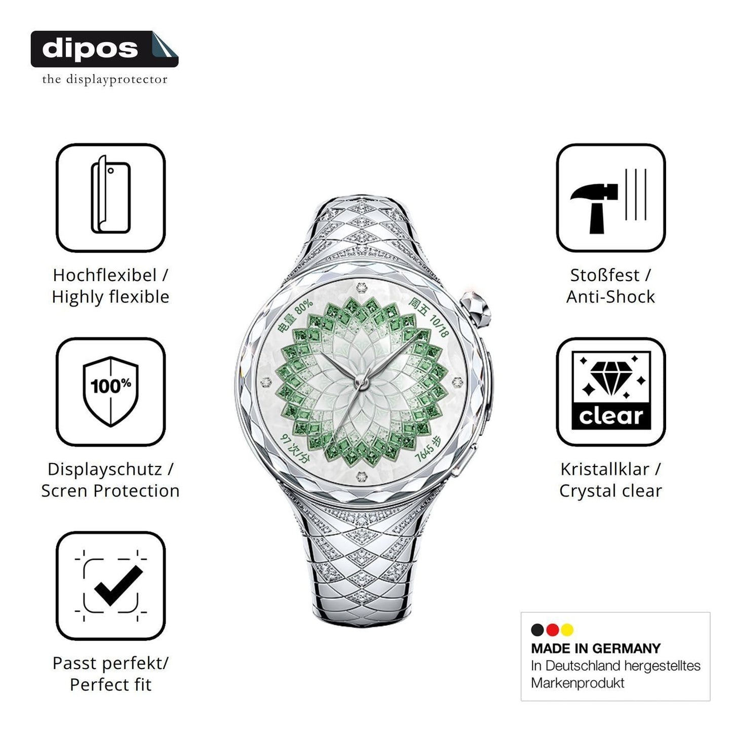 2x 3D Full Cover Schutzfolie für Huawei Watch Ulti (7)