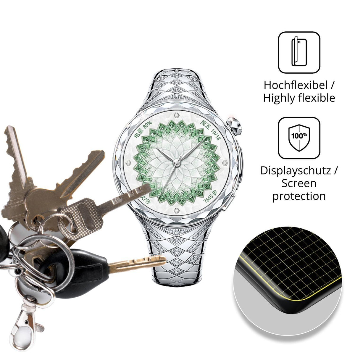 2x Full Cover Schutzfolie matt für Huawei Watch Ul (3)