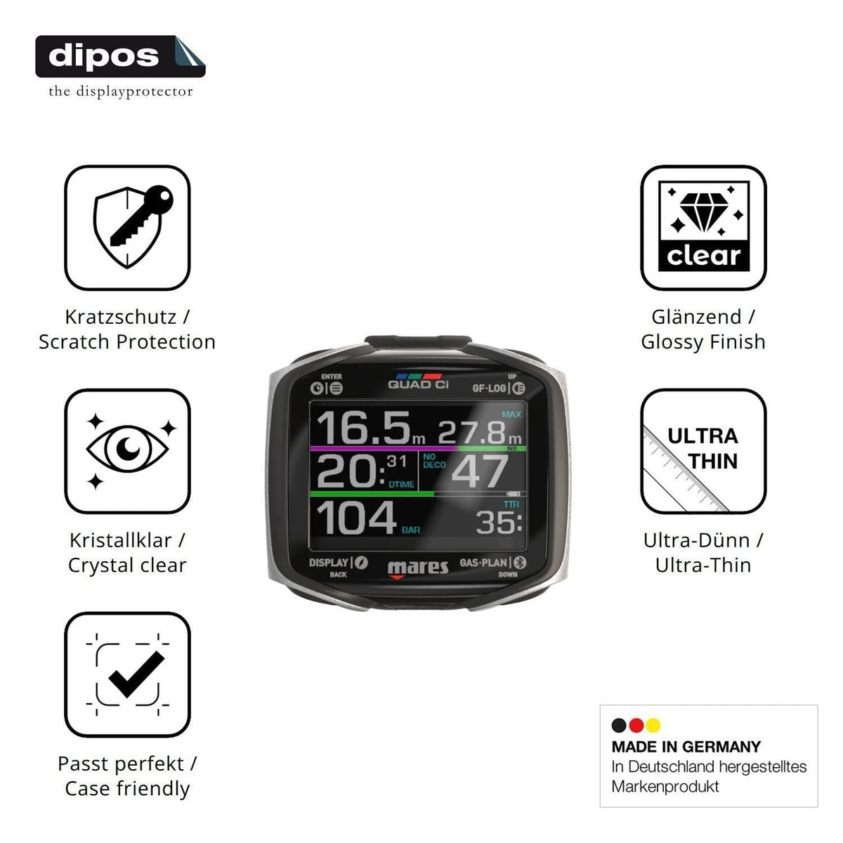 6x Schutzfolie klar für Mares Quad CI Display-Schu (7)