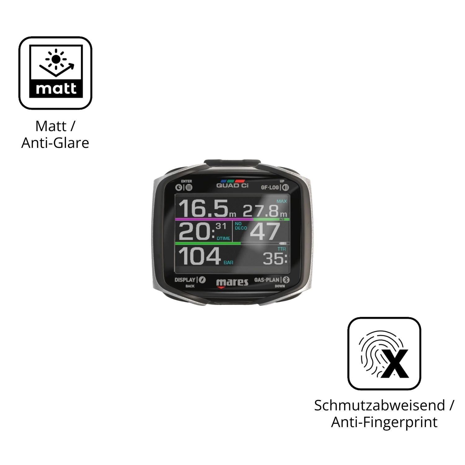 6x Schutzfolie matt für Mares Quad CI Display-Schu (5)