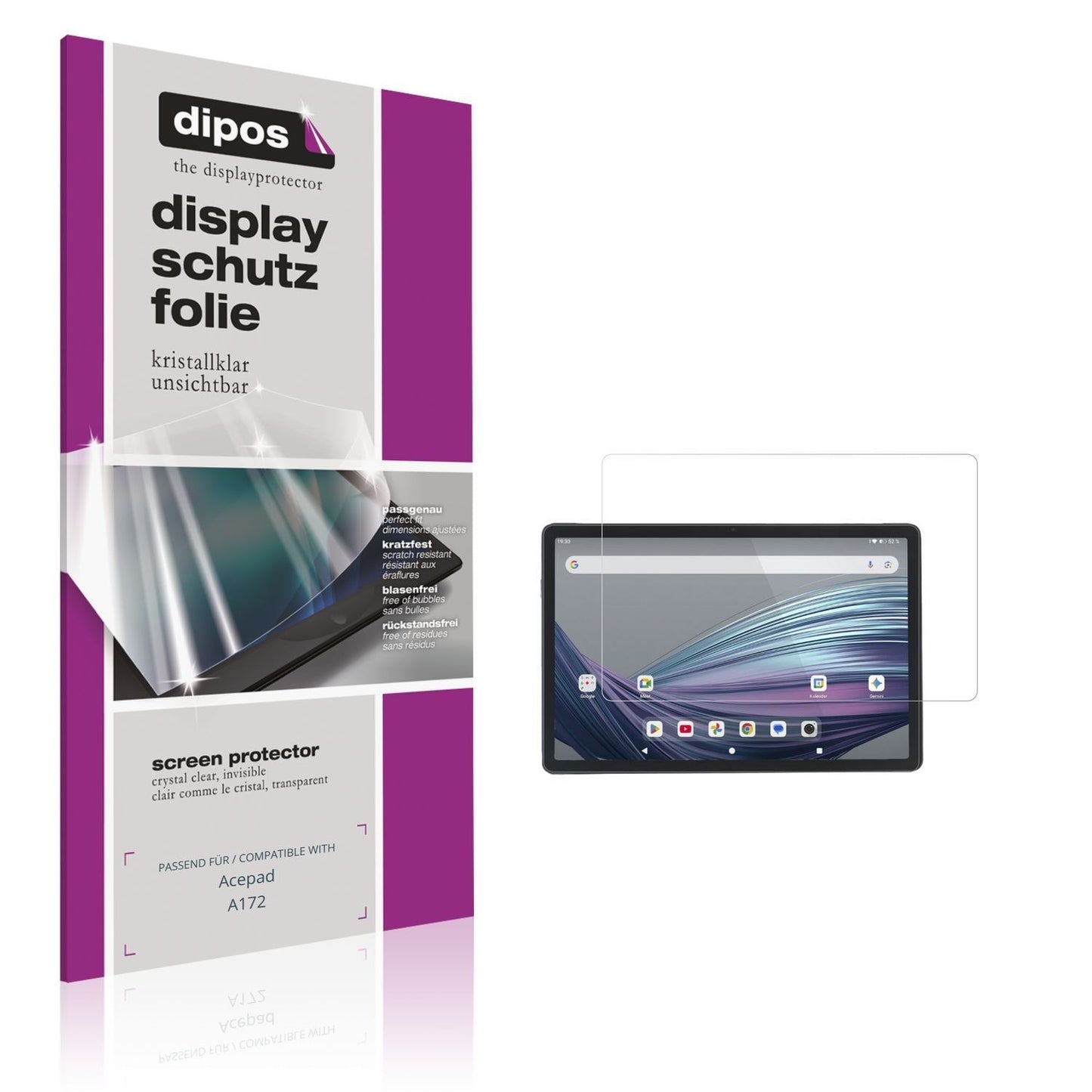 2x Schutzfolie klar für Acepad A172 Display-Schutz (1)