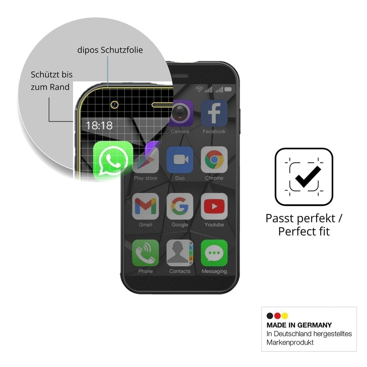 Blickschutzfolie für viqee XS15 Mini-Smartphone ma (4)