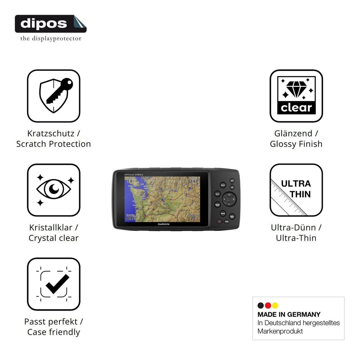2x Schutzfolie klar für Garmin GPSMAP 276Cx Displa (7)
