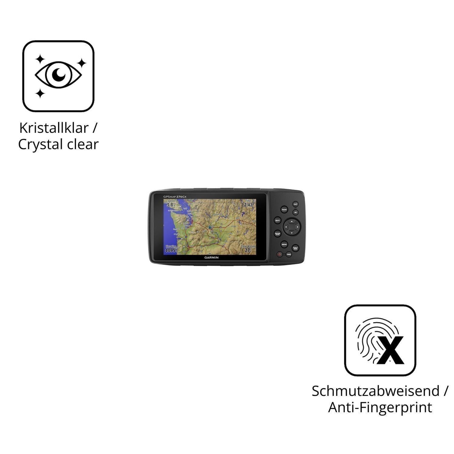 2x 9H Schutzfolie für Garmin GPSMAP 276Cx Panzerfo (5)