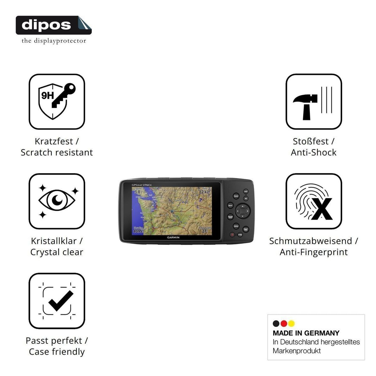 2x 9H Schutzfolie für Garmin GPSMAP 276Cx Panzerfo (7)