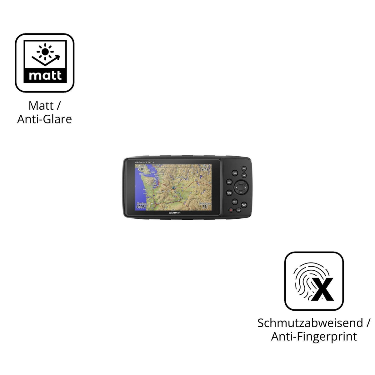 2x 9H Schutzfolie matt für Garmin GPSMAP 276Cx Pan (5)