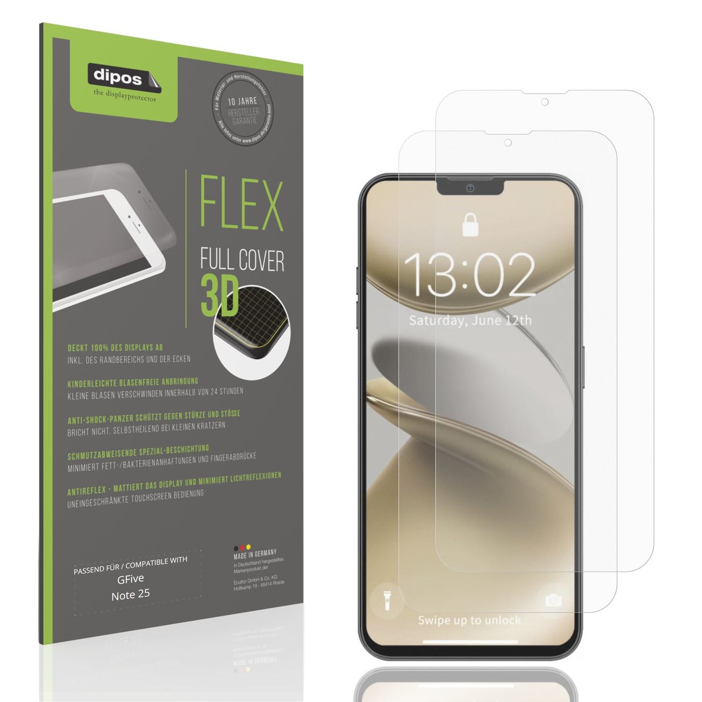 2x Full Cover Schutzfolie matt für GFive Note 25 (1)