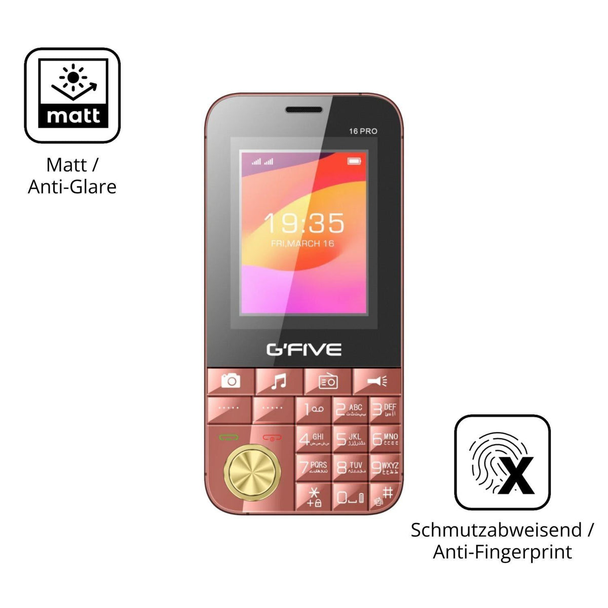 4x Schutzfolie matt für GFive 16 Pro Display-Schut (5)
