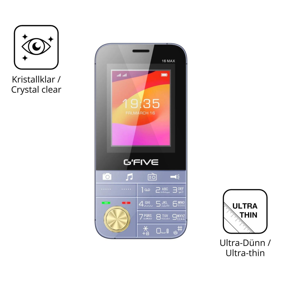 4x Schutzfolie klar für GFive 16 Max Display-Schut (5)