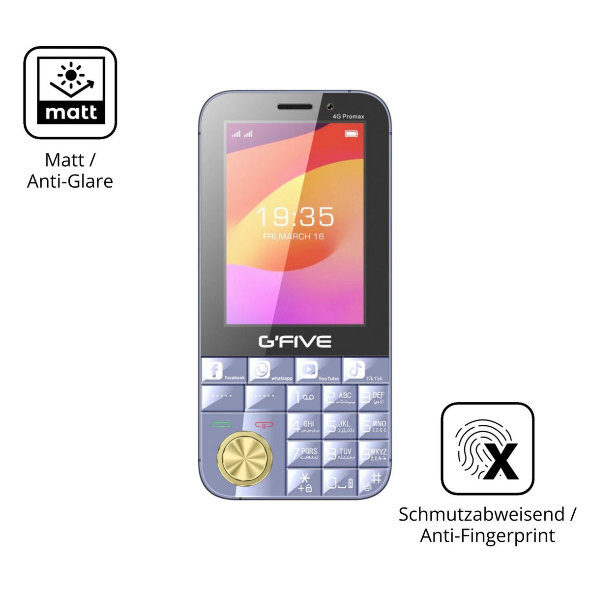 4x Schutzfolie matt für GFive 4G Promax Display-Sc (5)