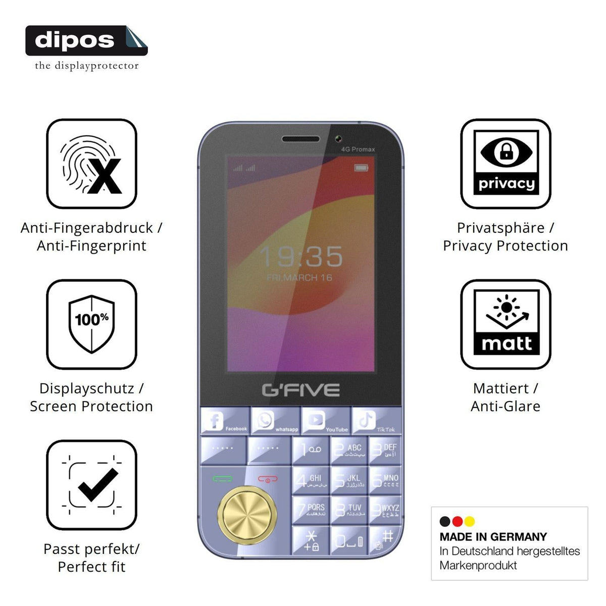 Blickschutzfolie für GFive 4G Promax matt Schutzfo (5)