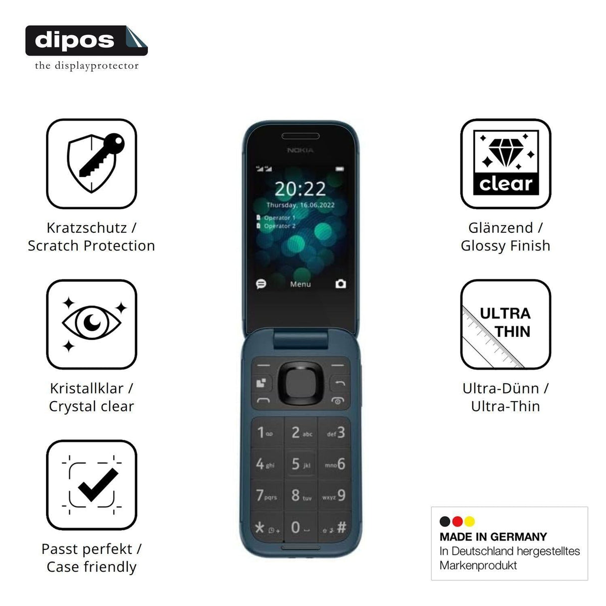 4x Schutzfolie klar für Nokia 2660 Display-Schutzf (7)