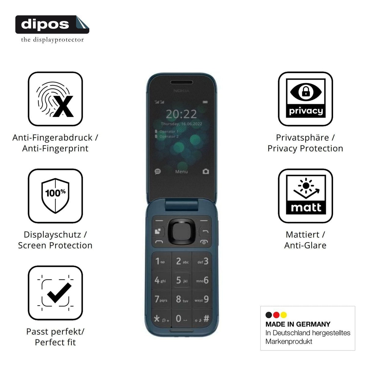Blickschutzfolie für Nokia 2660 matt Schutzfolie P (5)