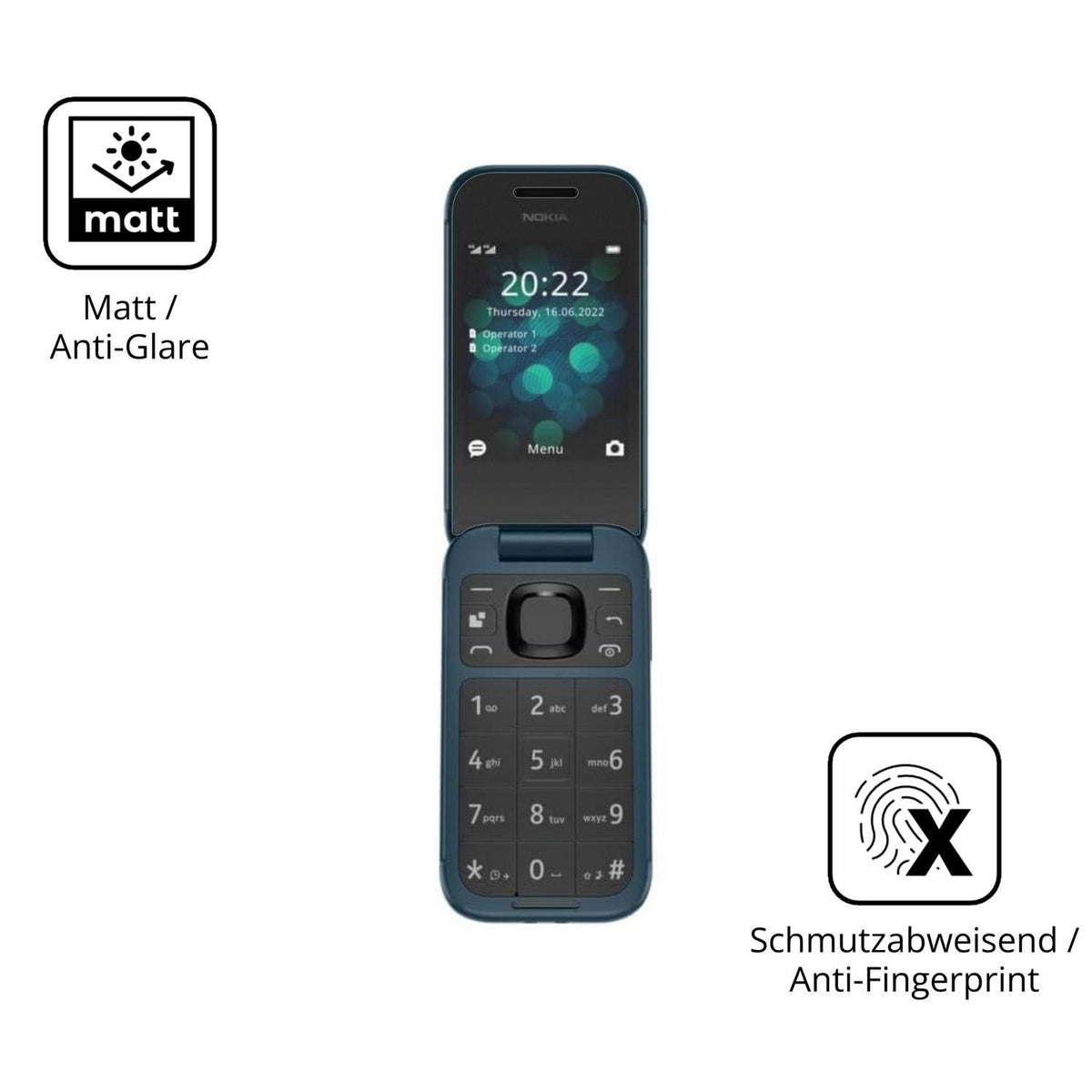 2x 9H Schutzfolie matt für Nokia 2660 Panzerfolie (5)