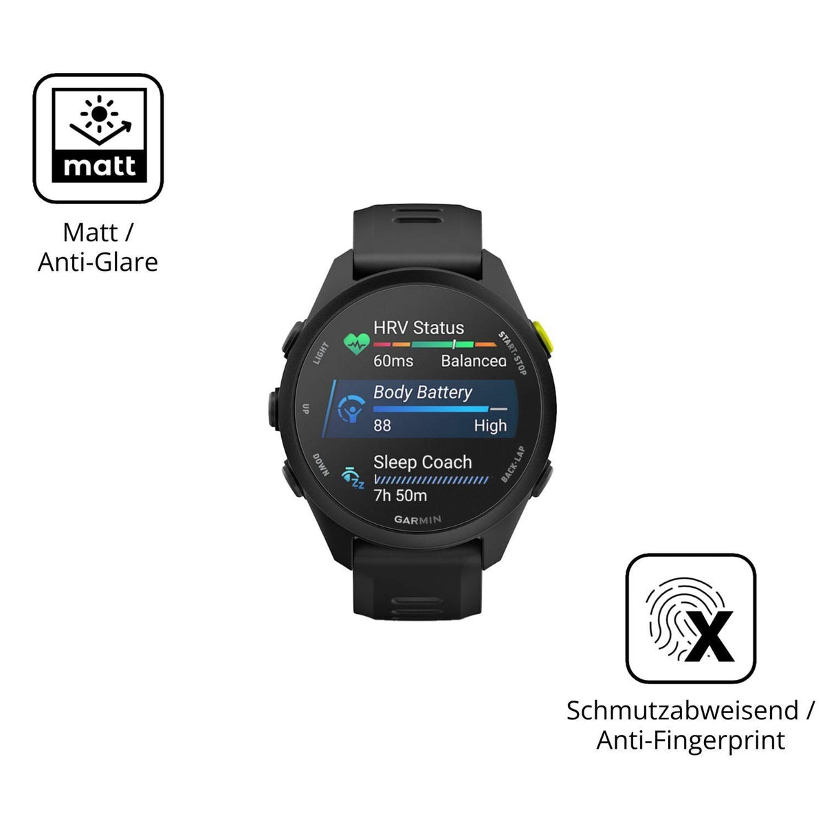 2x 9H Schutzfolie matt für Garmin Forerunner 70 Pa (5)