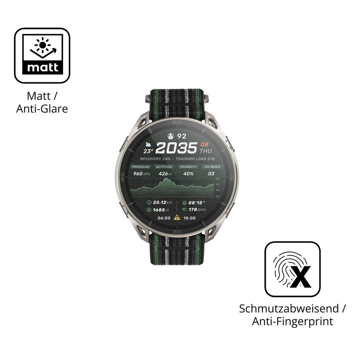 6x Schutzfolie matt für Amazfit Cheetah 2 Ultra Di (5)