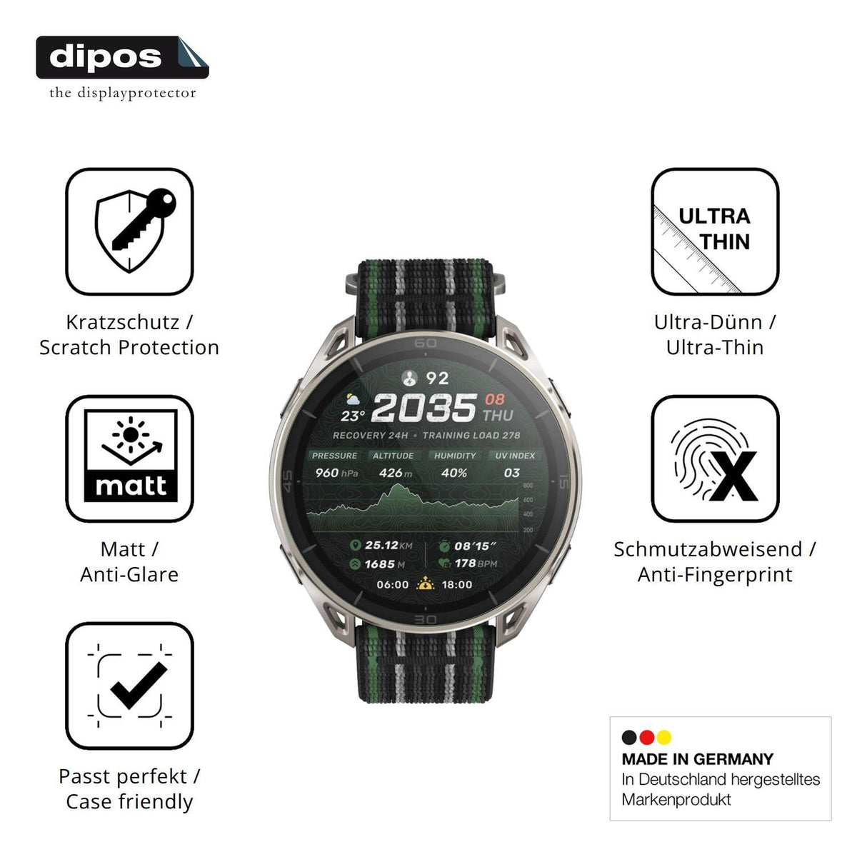 6x Schutzfolie matt für Amazfit Cheetah 2 Ultra Di (7)