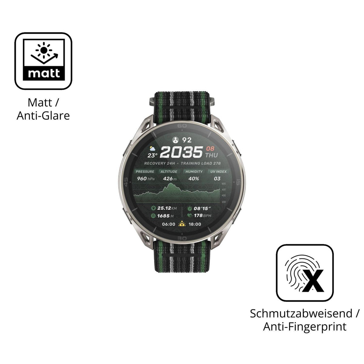 2x 9H Schutzfolie matt für Amazfit Cheetah 2 Ultra (5)