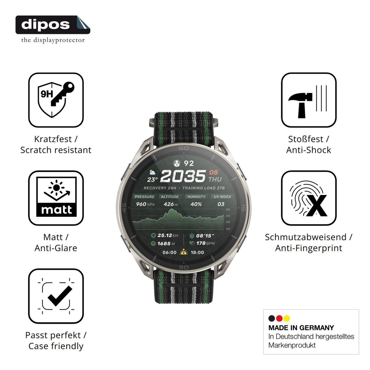 2x 9H Schutzfolie matt für Amazfit Cheetah 2 Ultra (7)