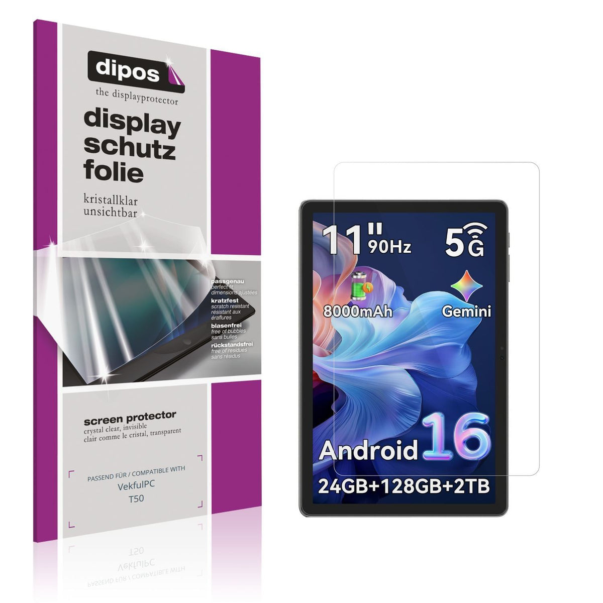 2x Schutzfolie klar für VekfulPC T50 Display-Schut (1)