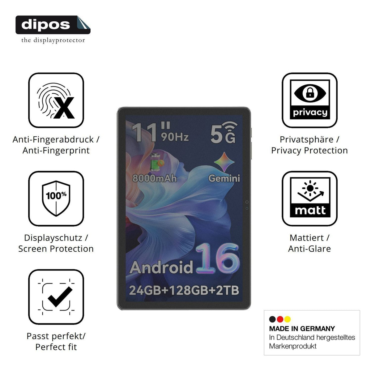 Blickschutzfolie für VekfulPC T50 matt Schutzfolie (5)