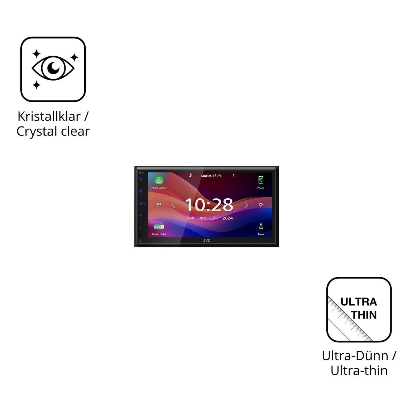 2x Schutzfolie klar für JVC KW-M695DBW Display-Sch (5)