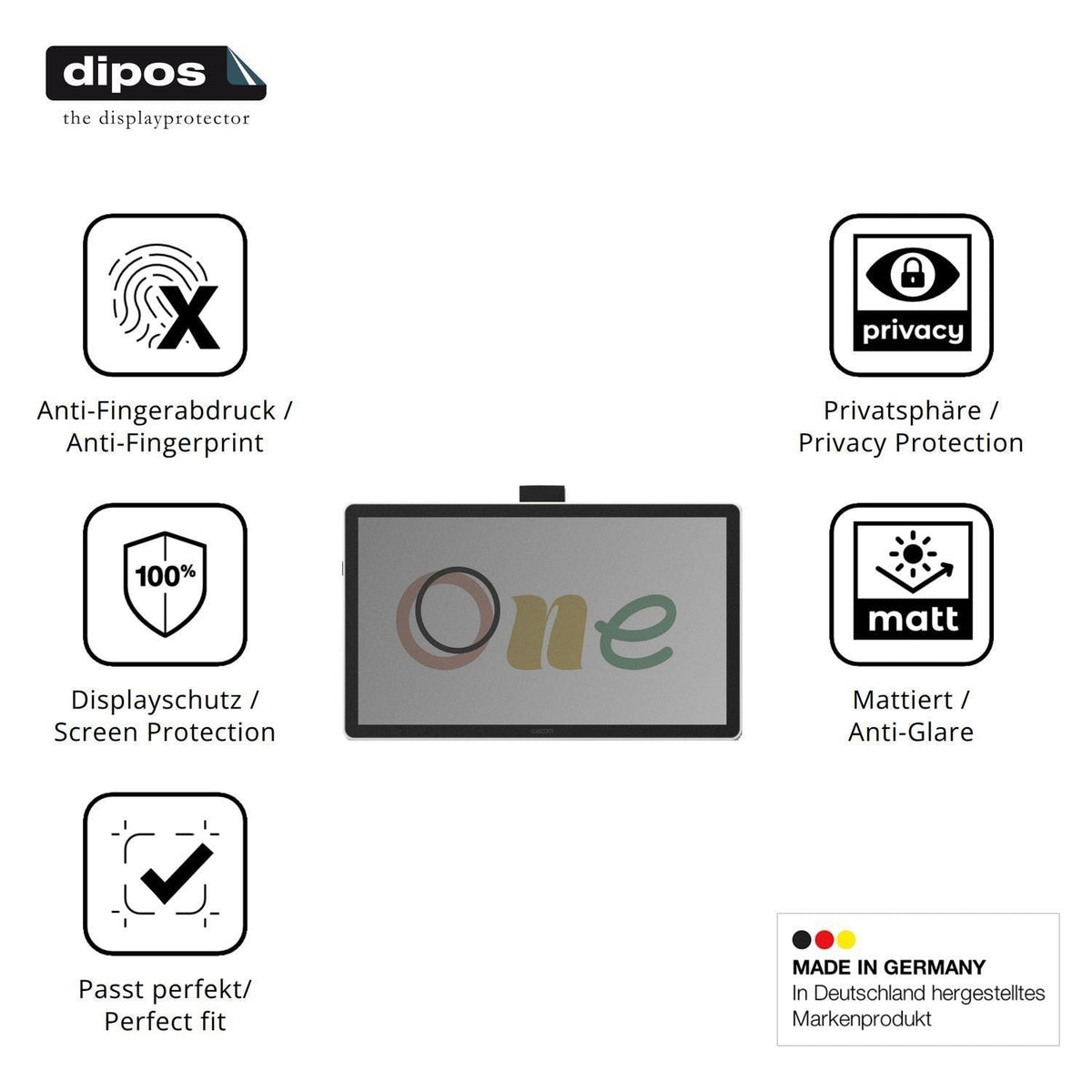 Blickschutzfolie für Wacom One 14 matt Schutzfolie (5)