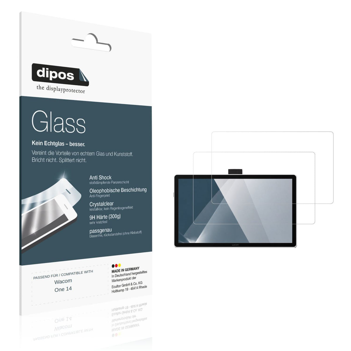 2x 9H Schutzfolie für Wacom One 14 Panzerfolie (1)