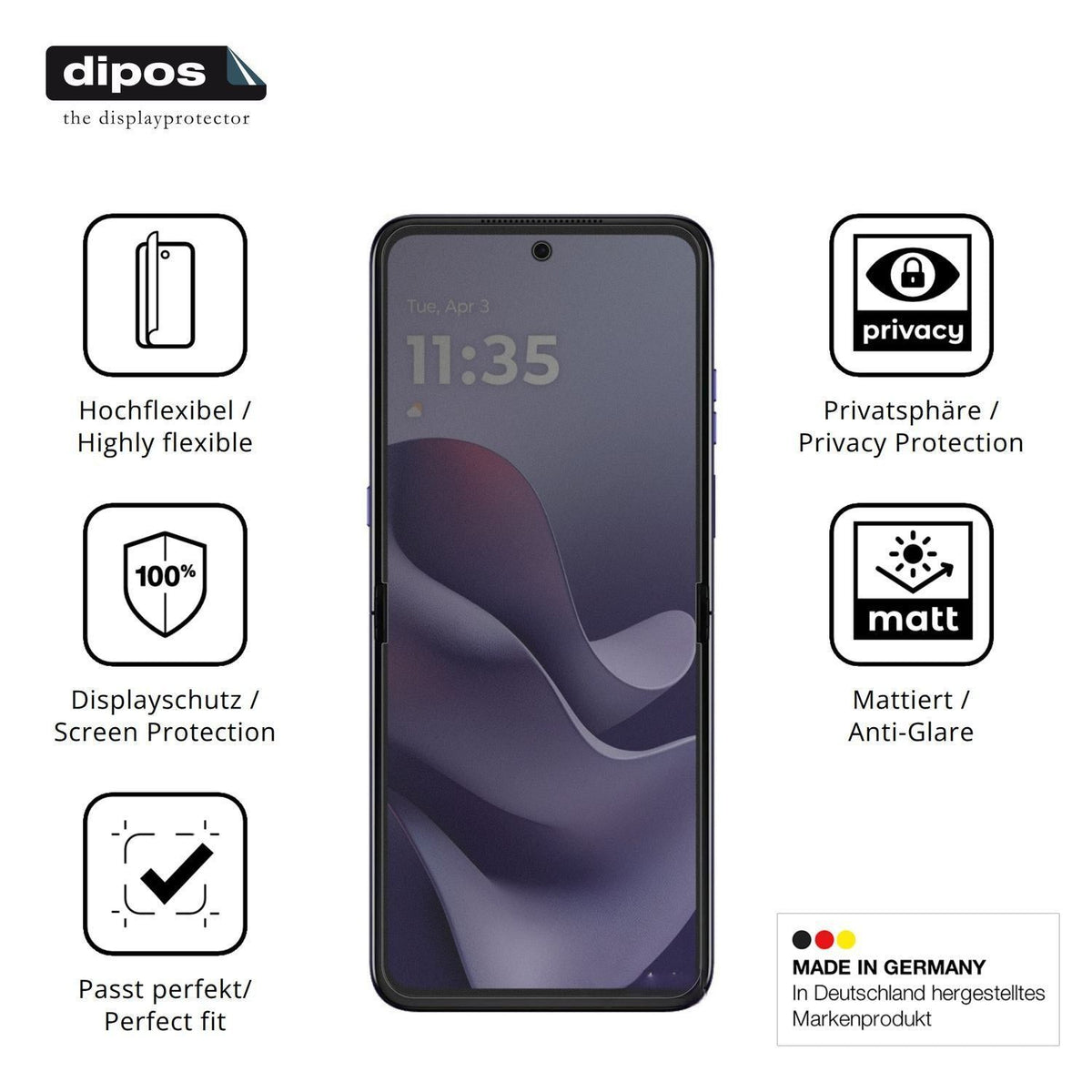 Full Cover Privacy Blickschutzfolie für Motorola R (5)