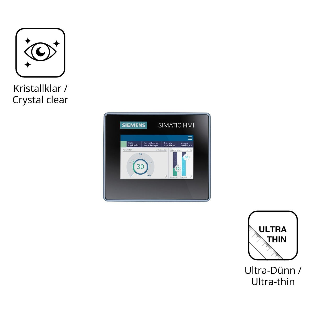 2x Schutzfolie klar für Siemens Simatic HMI MTP400 (5)