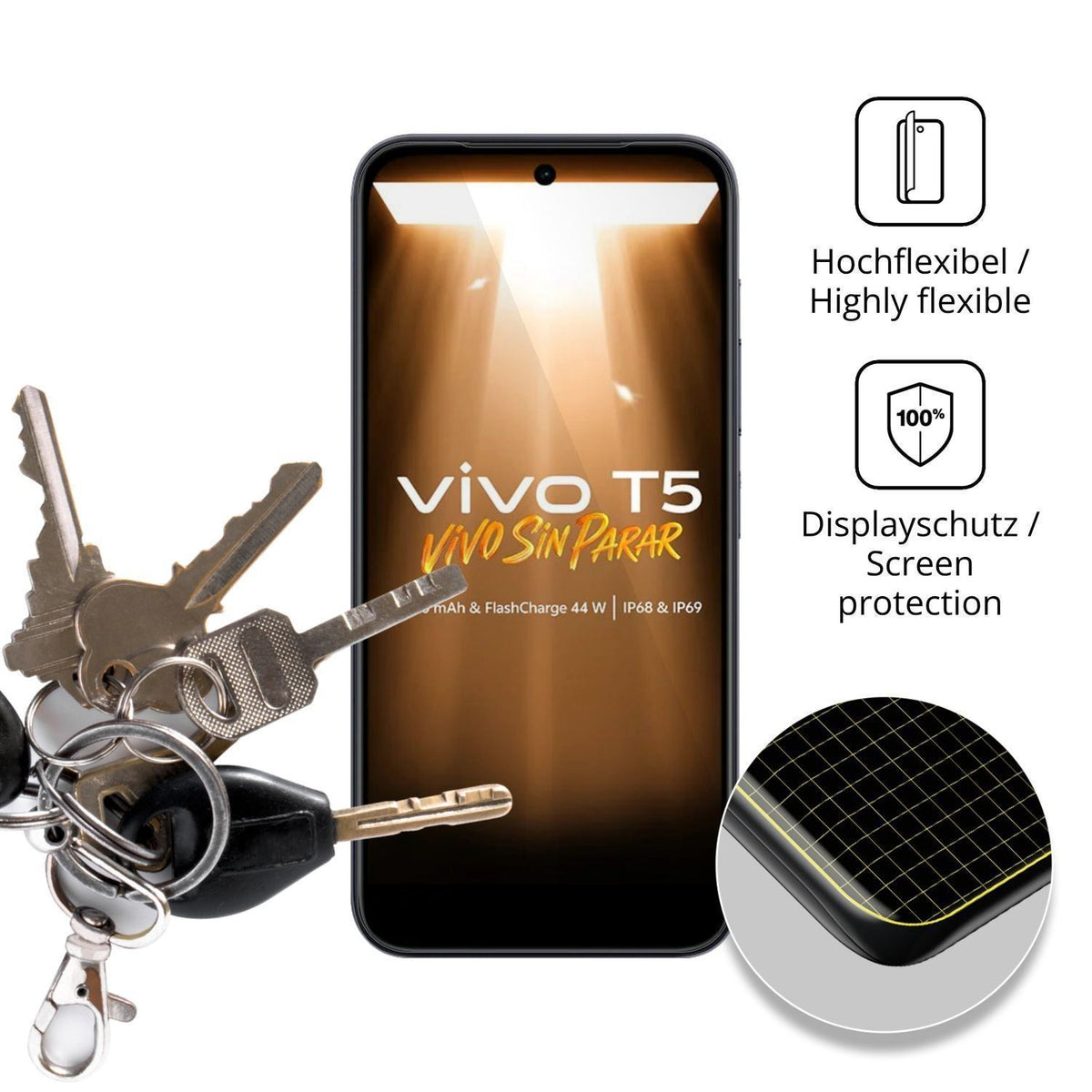 2x 3D Full Cover Schutzfolie für Vivo T5 (3)