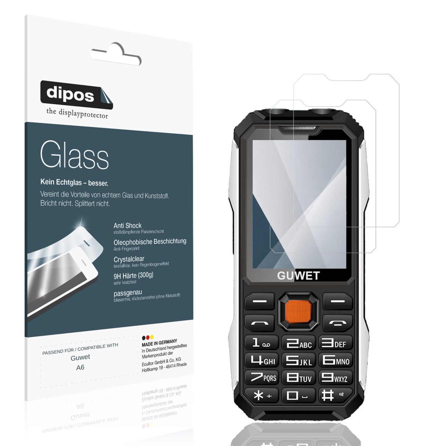 2x 9H Schutzfolie für Guwet A6 Panzerfolie (1)