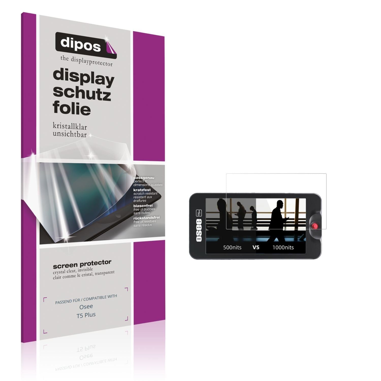 4x Schutzfolie klar für Osee T5 Plus Display-Schut (1)