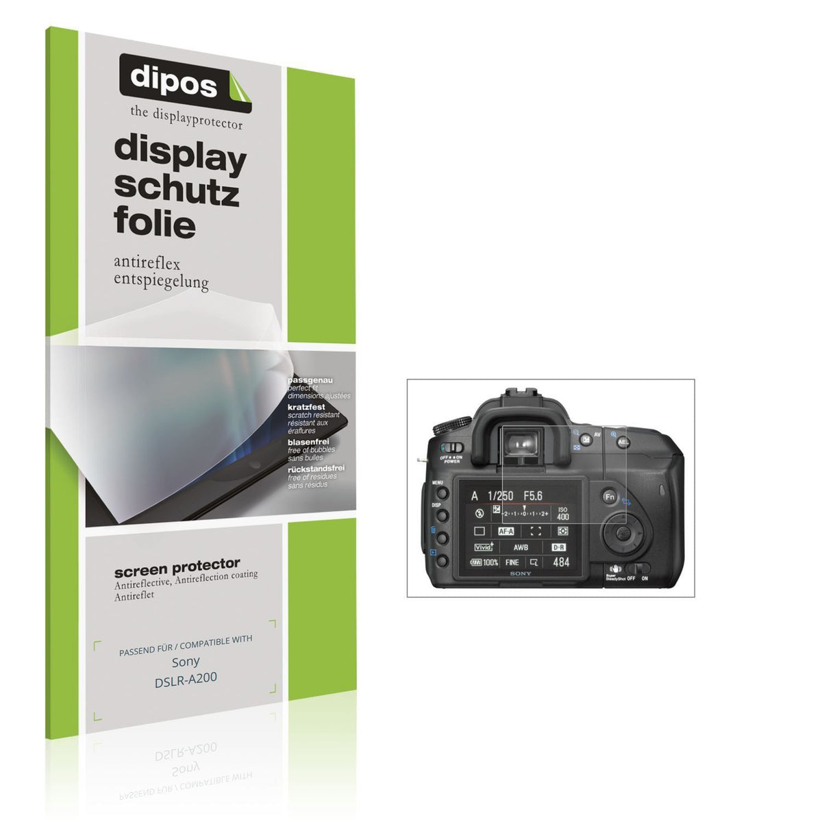 4x Schutzfolie matt für Sony DSLR-A200 Display-Sch (1)