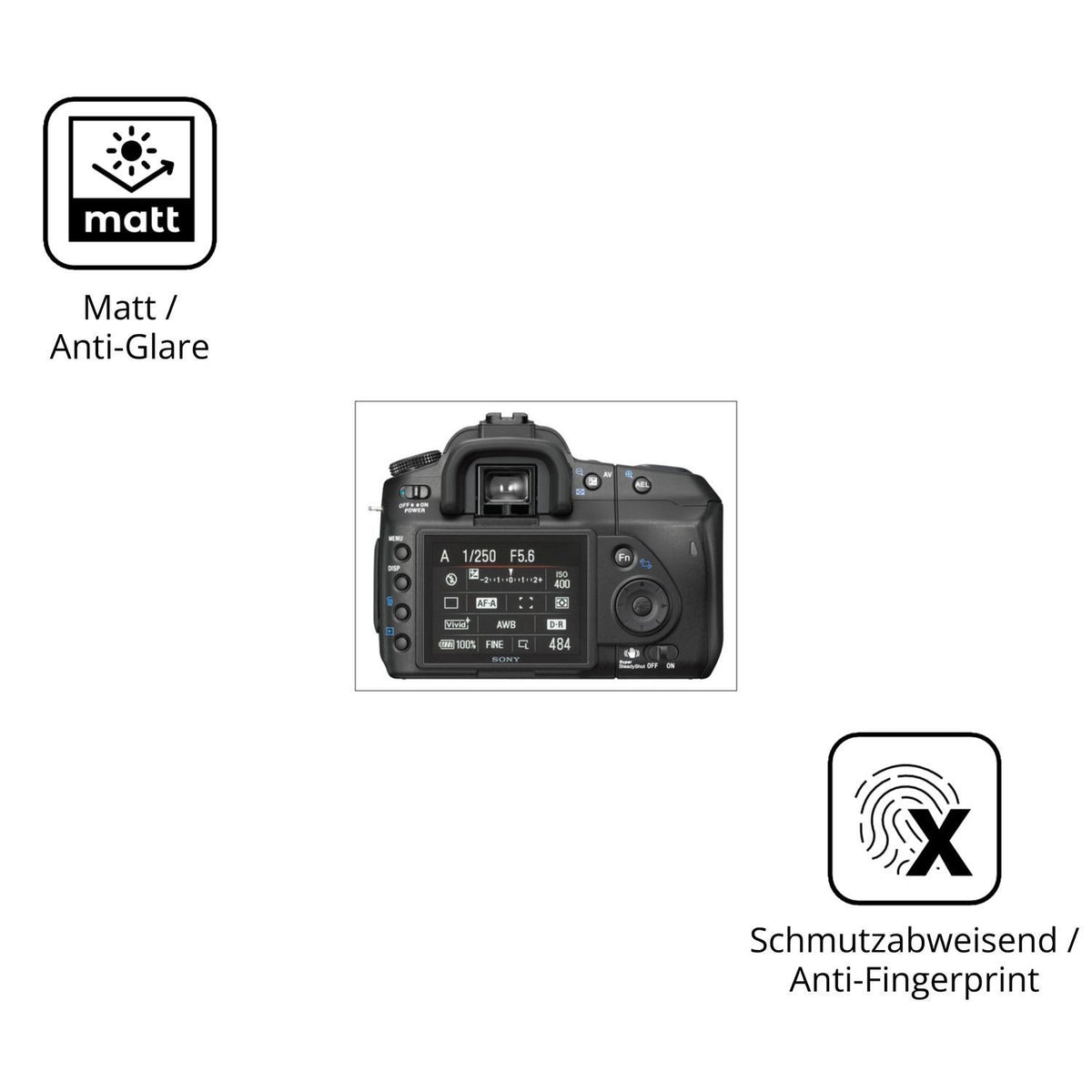 2x 9H Schutzfolie matt für Sony DSLR-A200 Panzerfo (5)