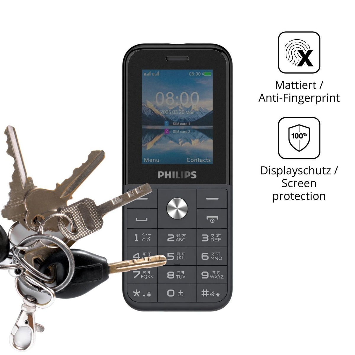 Blickschutzfolie für Philips E2102 matt Schutzfoli (3)