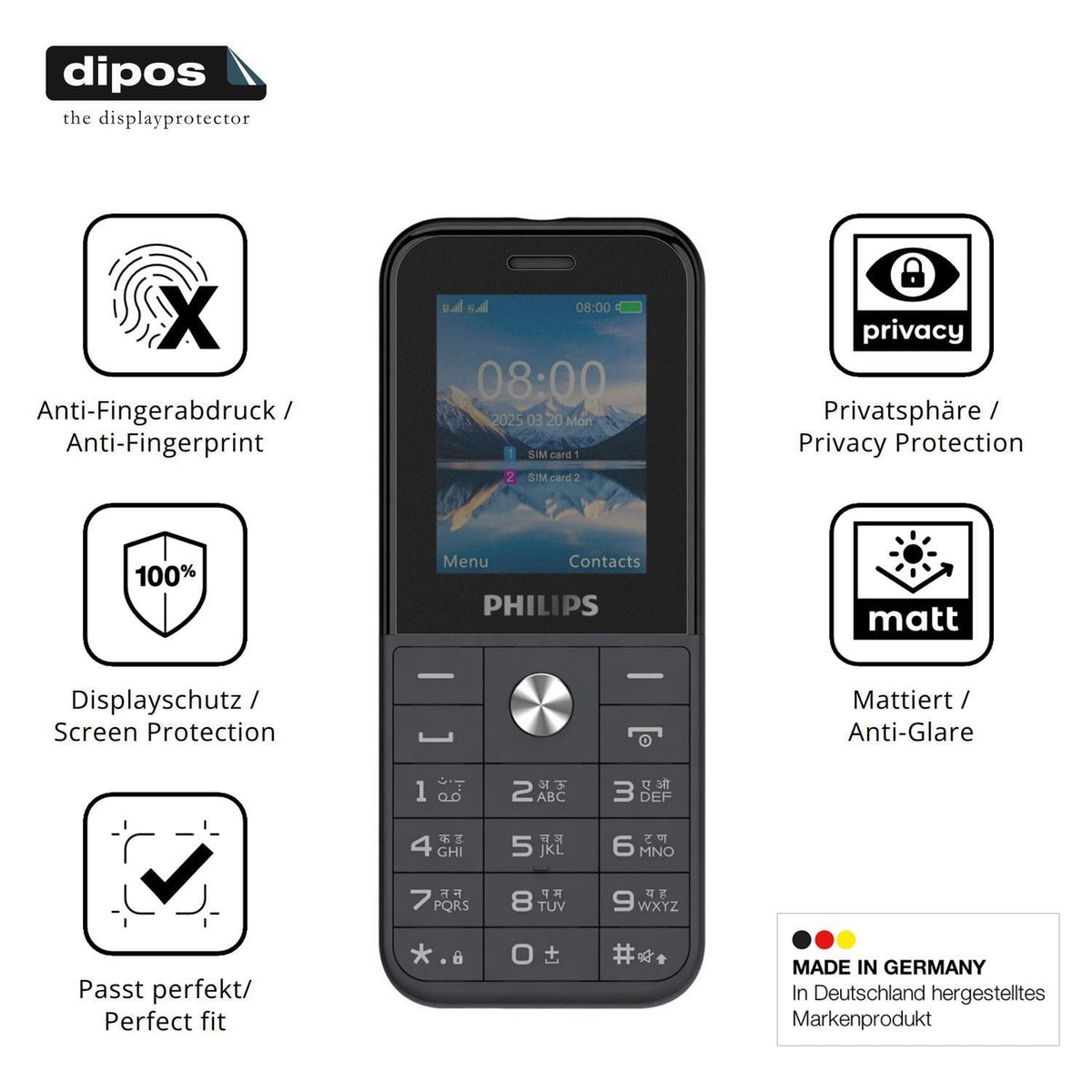 Blickschutzfolie für Philips E2102 matt Schutzfoli (5)