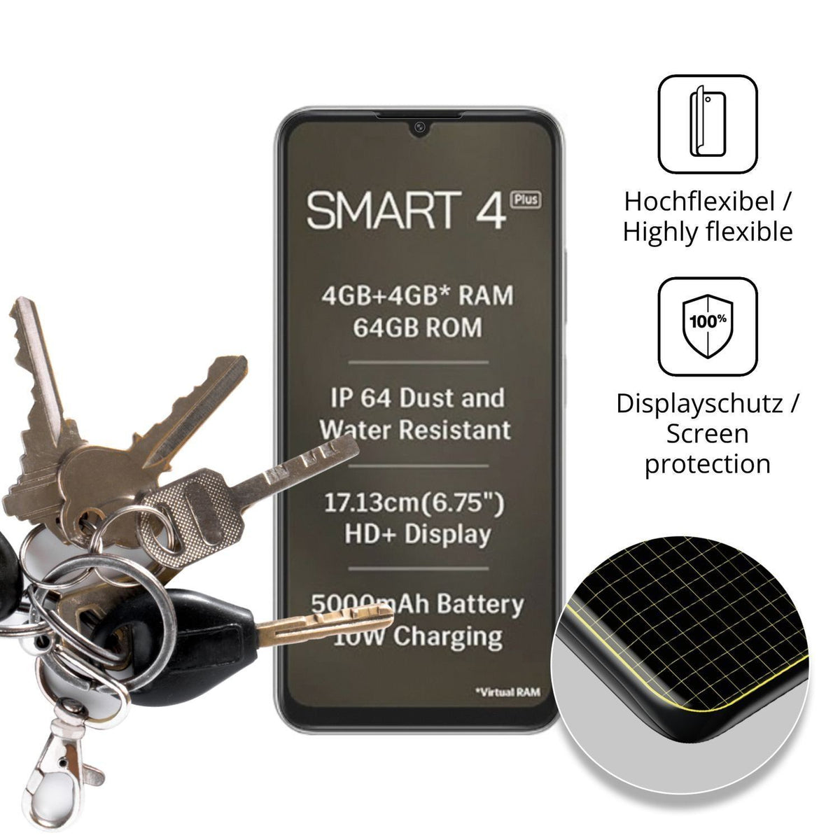 2x Full Cover Schutzfolie matt für Lava Smart 4 Pl (3)