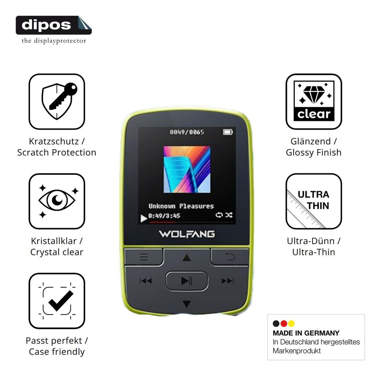 4x Schutzfolie klar für WOLFANG WMP01 MP3-Player D (7)