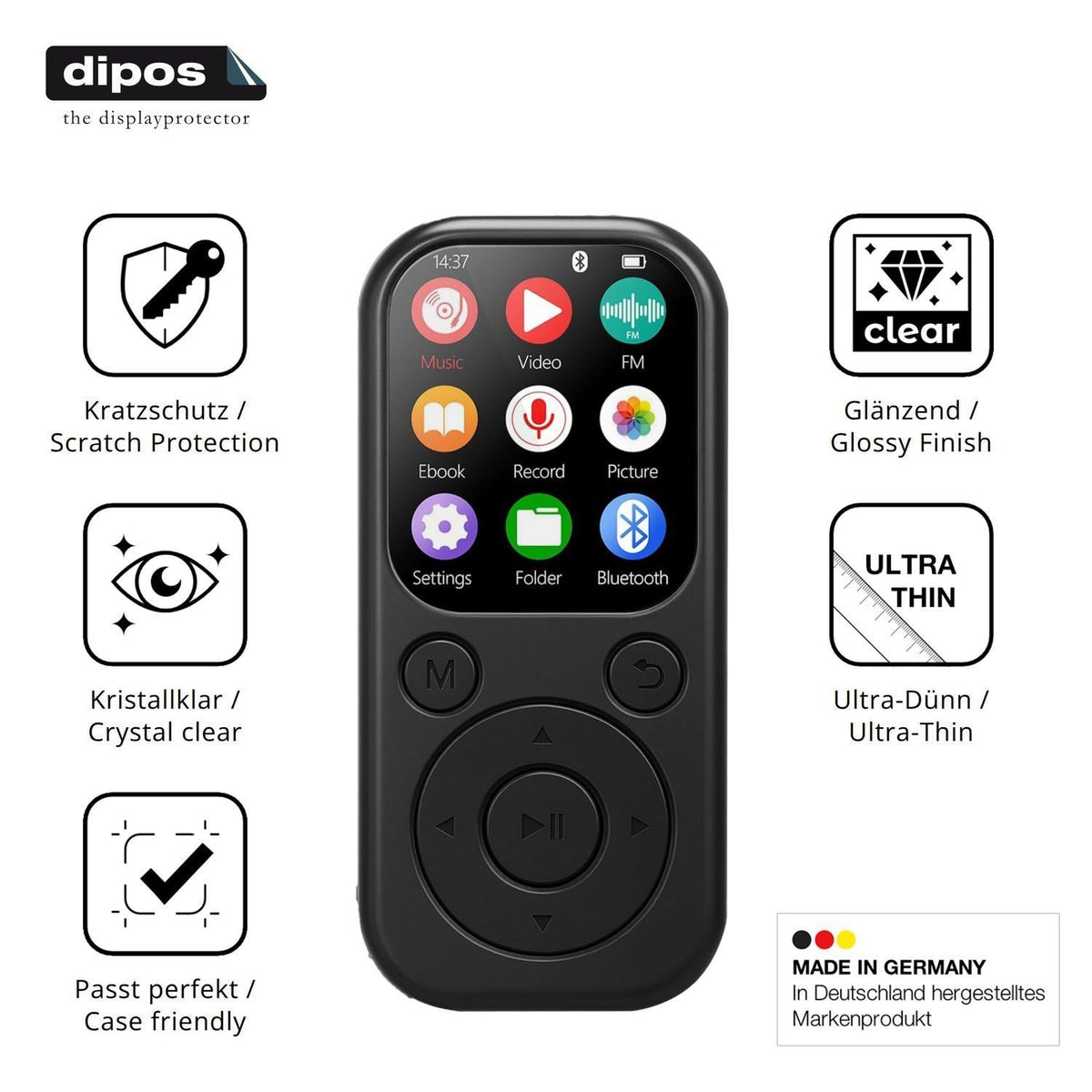 4x Schutzfolie klar für Taichaeu 01D MP3-Player Di (7)