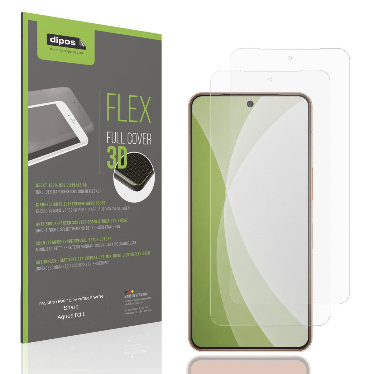 2x Full Cover Schutzfolie matt für Sharp Aquos R11 (1)
