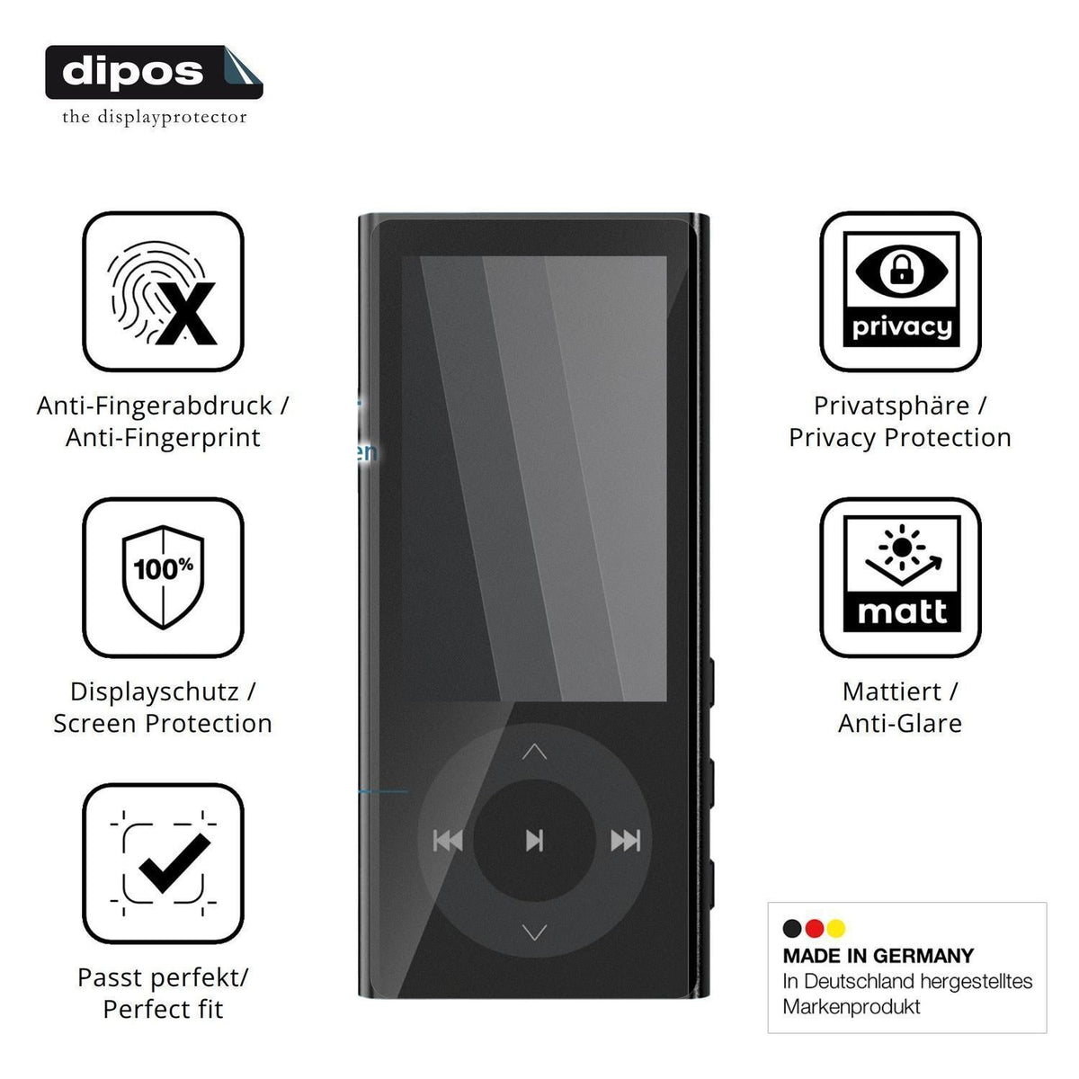 Blickschutzfolie für PlayerPure A9 MP3-Player matt (5)