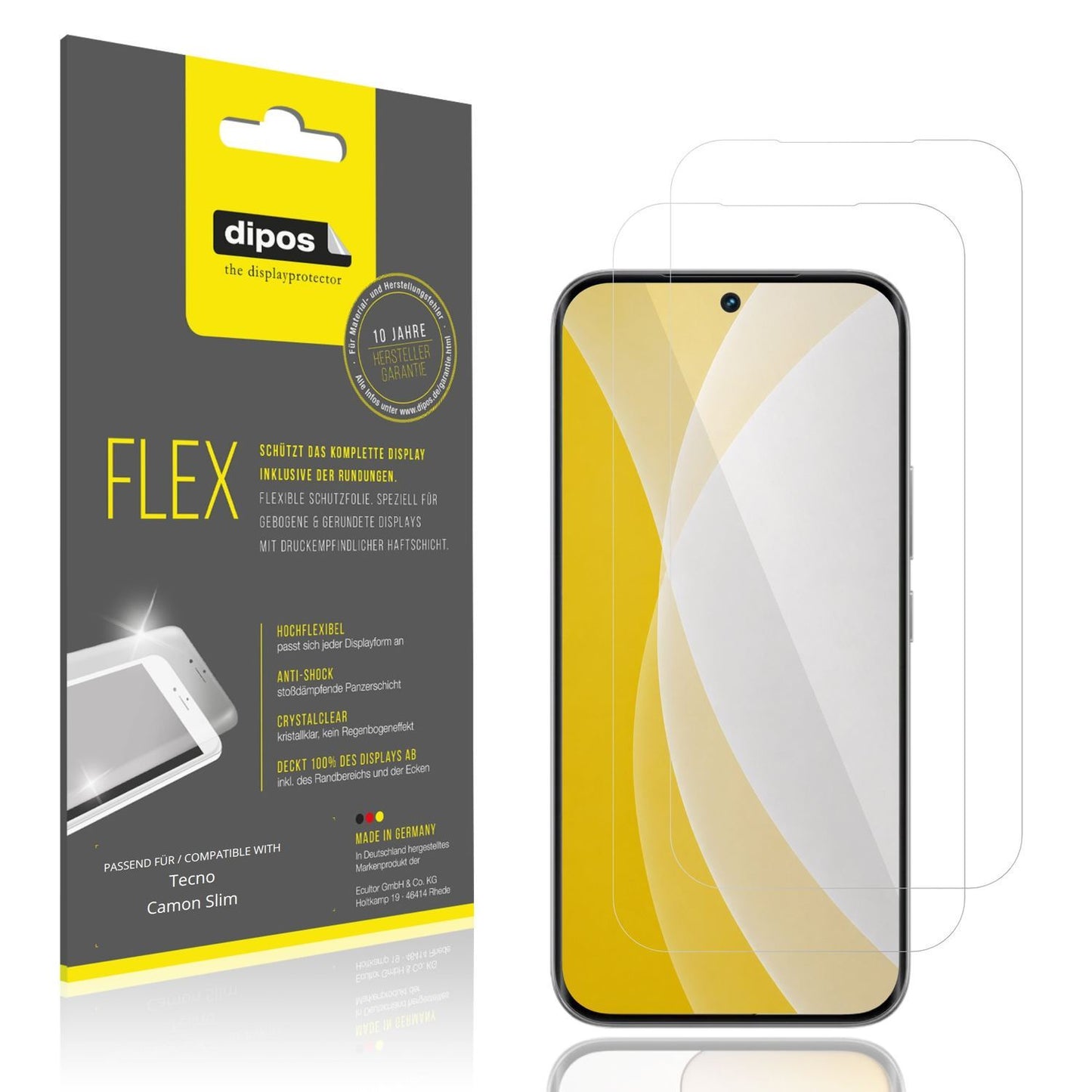 2x 3D Full Cover Schutzfolie für Tecno Camon Slim (1)