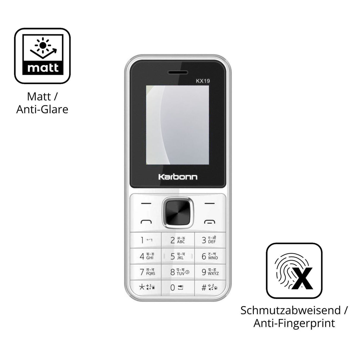 4x Schutzfolie matt für Karbonn KX19 Display-Schut (5)
