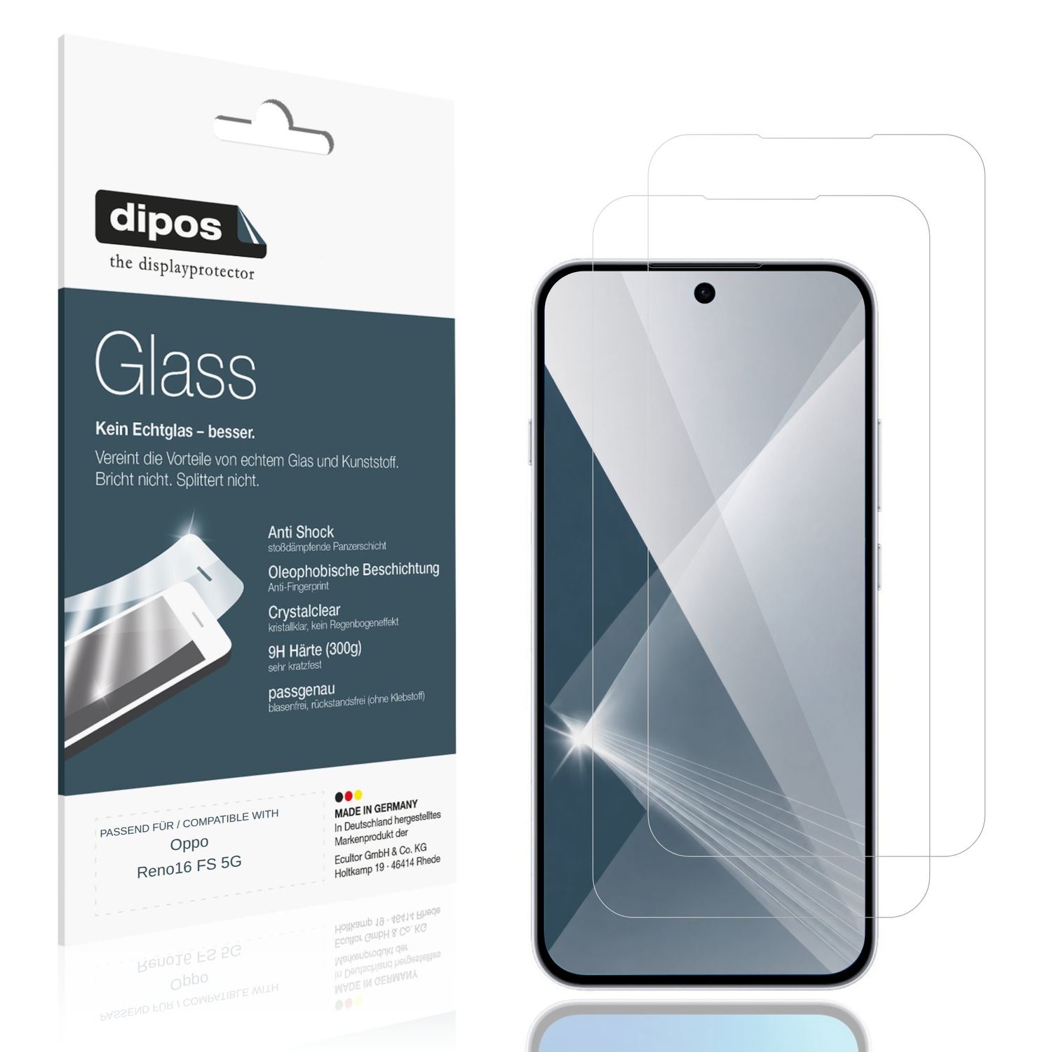 2x 9H Schutzfolie für Oppo Reno16 FS 5G Panzerfoli (1)