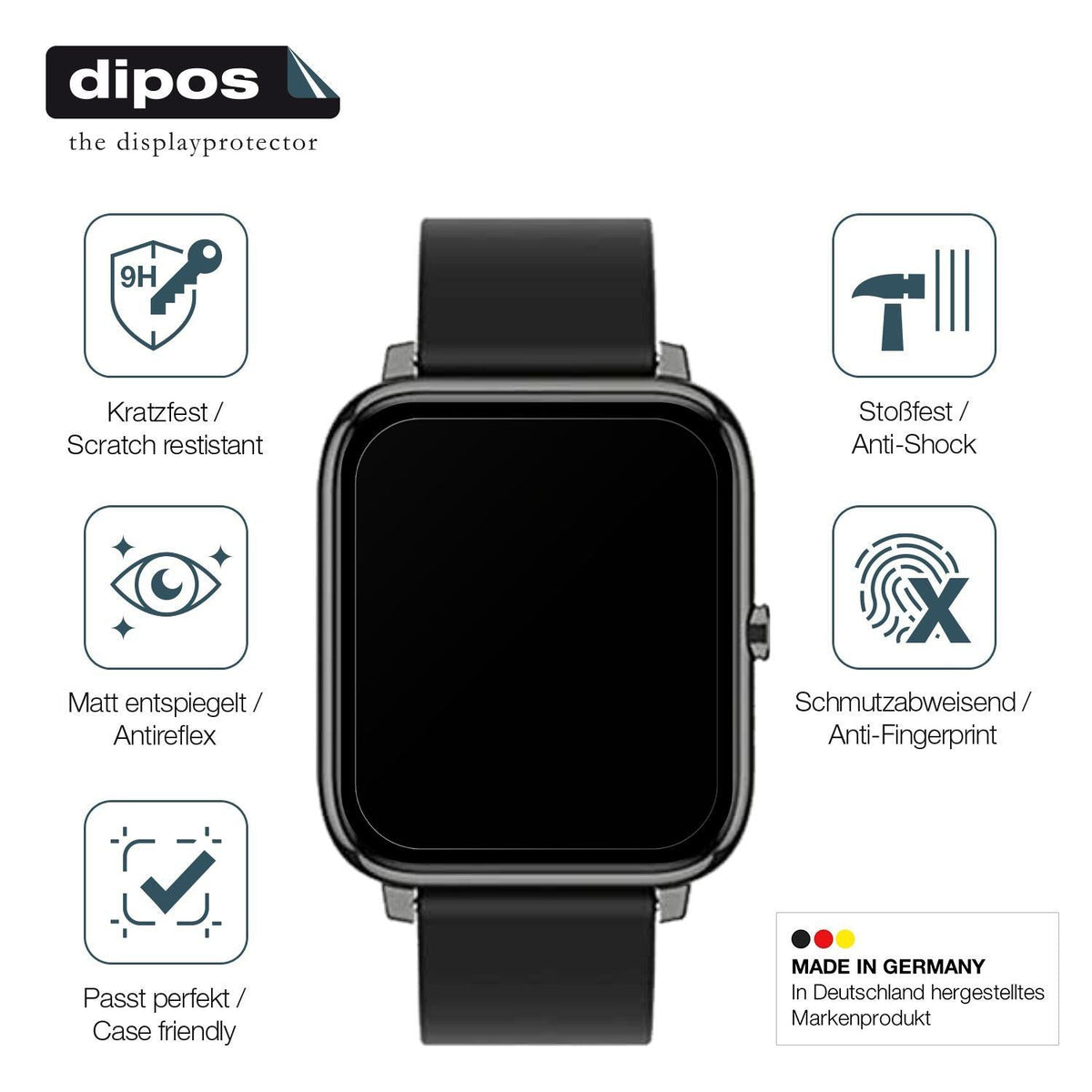1x 9H Schutzfolie matt für Popglory Smartwatch Pan (7)