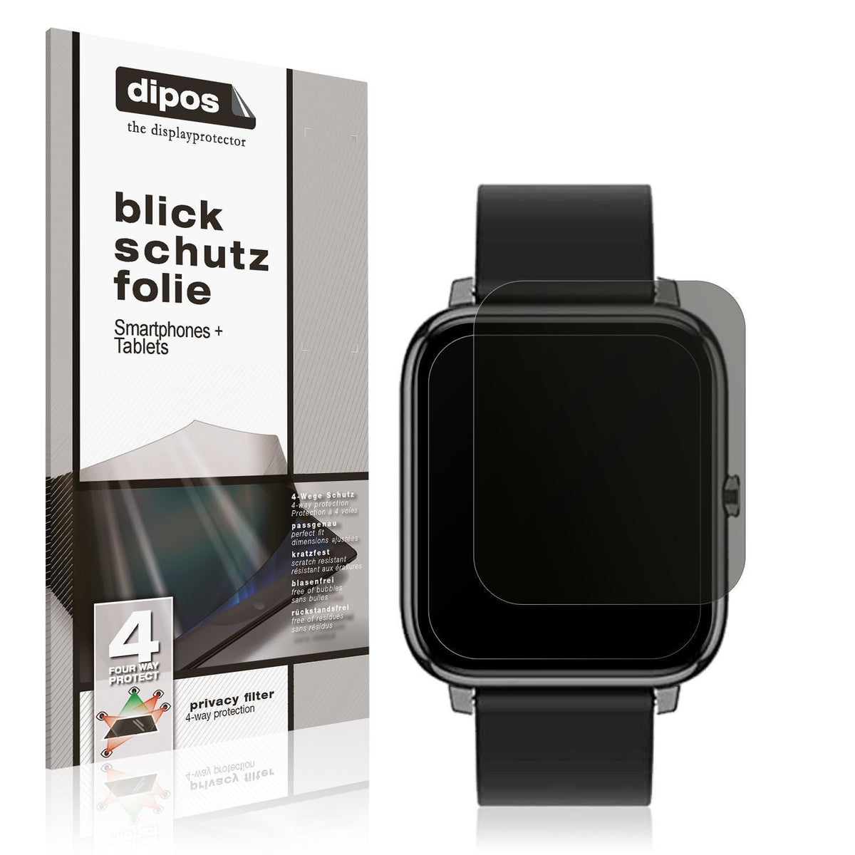 Blickschutzfolie für Popglory Smartwatch matt Schu (1)