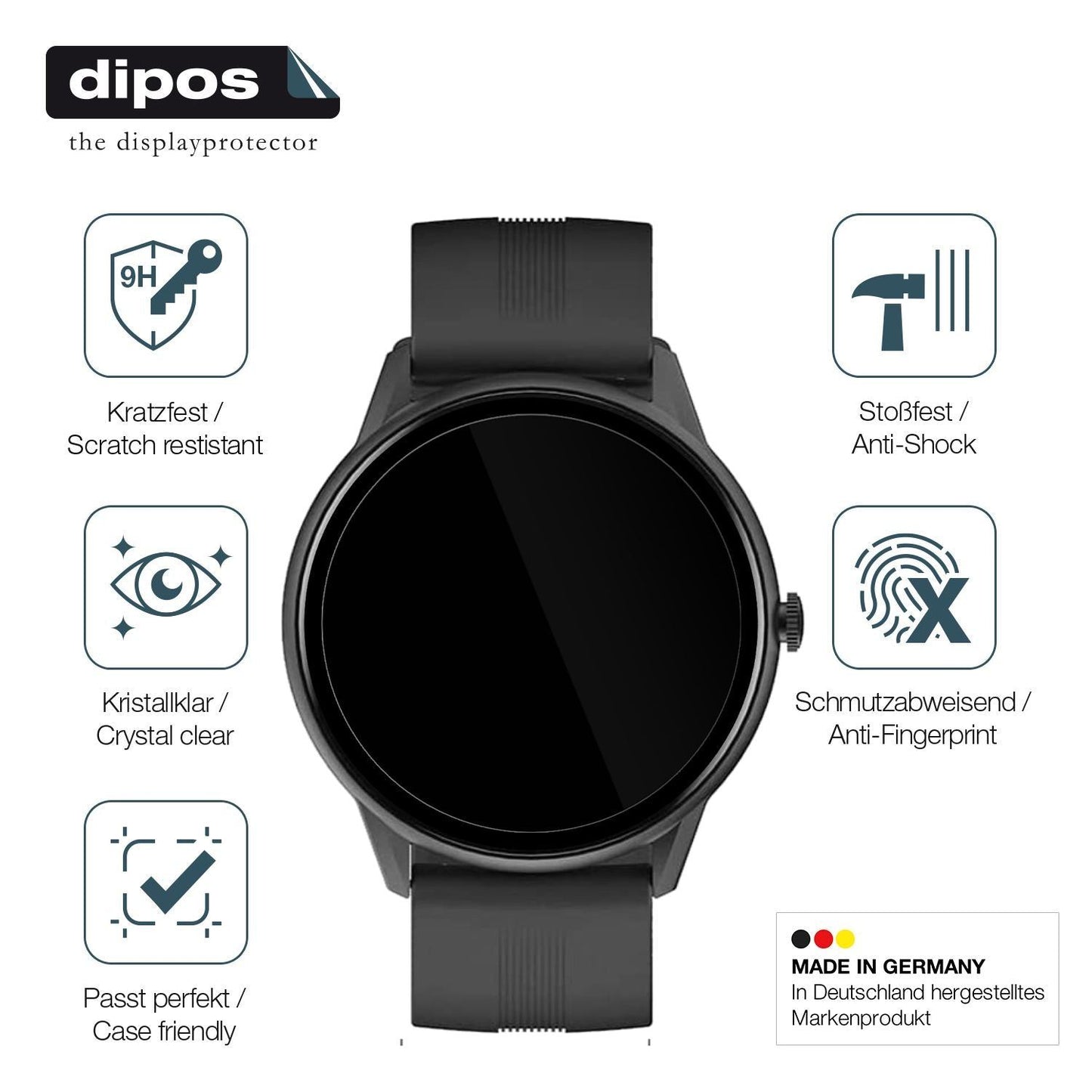2x 9H Schutzfolie für Lytimes 1,3 Zoll Smartwatch  (7)